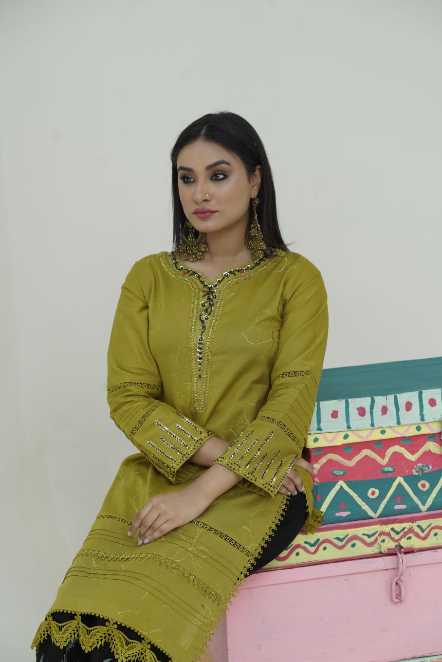 2 Piece Embroidered Lawn Cambric Suit | SS-2200-A