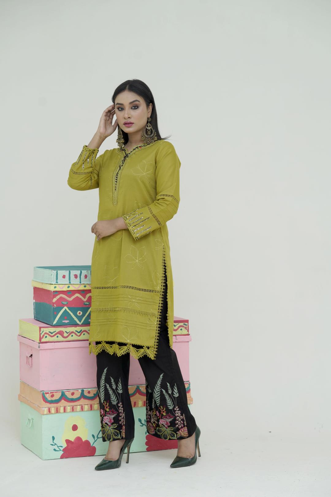 2 Piece Embroidered Lawn Cambric Suit | SS-2200-A
