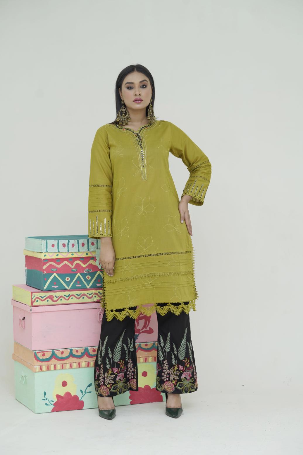 2 Piece Embroidered Lawn Cambric Suit | SS-2200-A