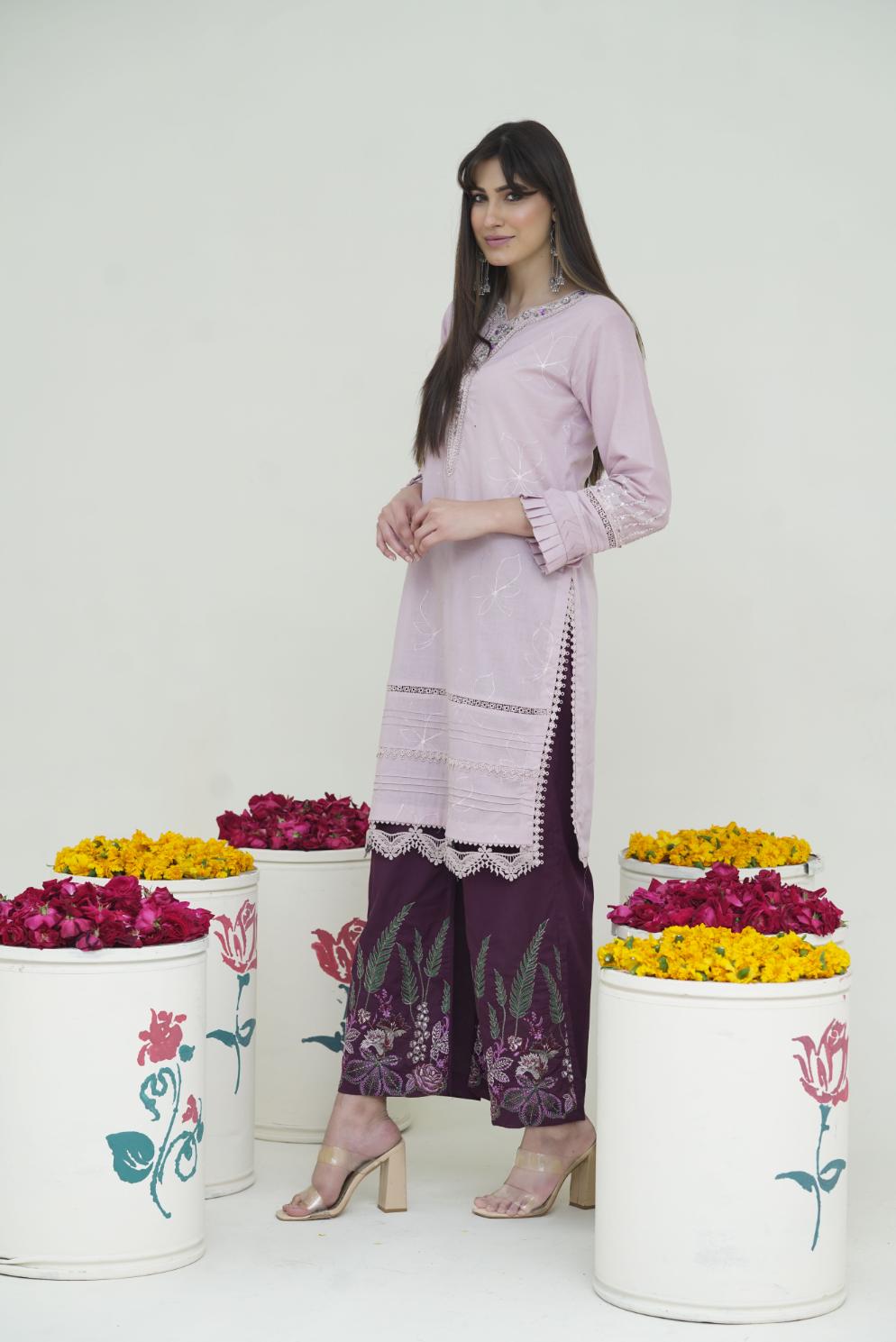 2 Piece Embroidered Lawn Cambric Suit | SS-2200-B