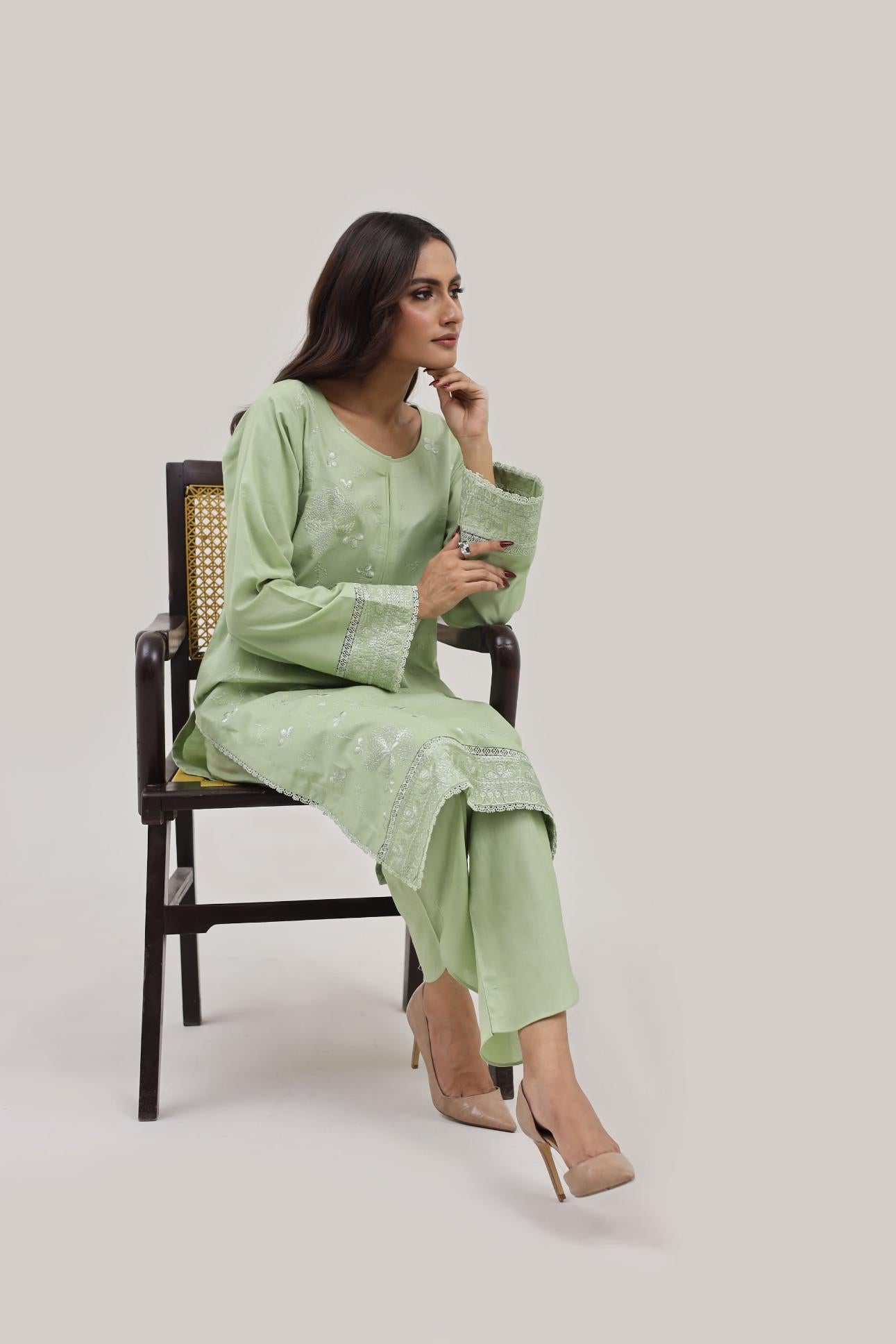 2 Piece Embroidered Lawn Cambric Suit | SS-2216-B