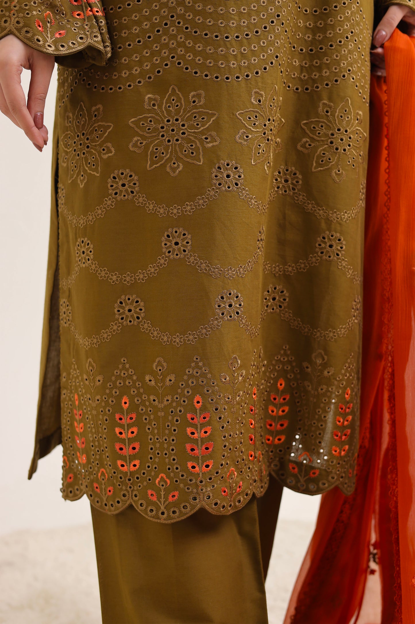 2223 – Tobacco Embroidered 3-Piece Lawn Suit – Elegant Summer Wear