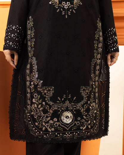 2222 – Black Embroidered 3-Piece Lawn Suit – Elegant Summer Wear