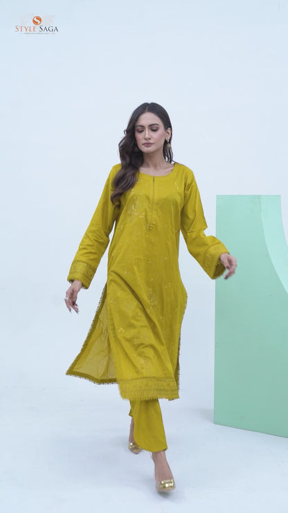 2 Piece Embroidered Lawn Cambric Suit | SS-2216-A
